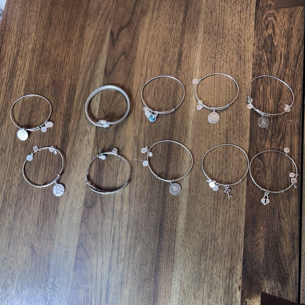 Alex and Ani Bracelet Lot 10 Expandable Charm Bangles Path Of Life Peace